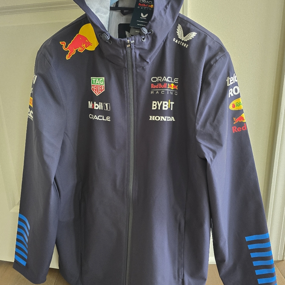 Men's Castore Navy Red Bull Racing 2024 Team Softshell Full-Zip Jacket